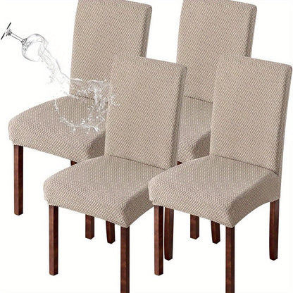 Textured Stretch Dining Chair Covers in Beige, Gray, Chocolate, Black, Khaki or Burgundy, Four- or Six-Piece Sets