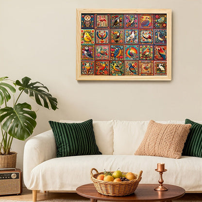1000-Piece Bird Crochet Jigsaw Puzzle for Adults with Lettered Backs and Full-Color Reference Poster
