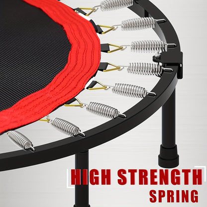 Foldable Mini Trampoline 40 Inch – Fitness Rebounder with Bungee Cords & U-Shape Foam Handle, 450 / 550 LBS Capacity, Quiet Stable Exercise Trampoline for Adults, Indoor & Outdoor Home Gym Workout