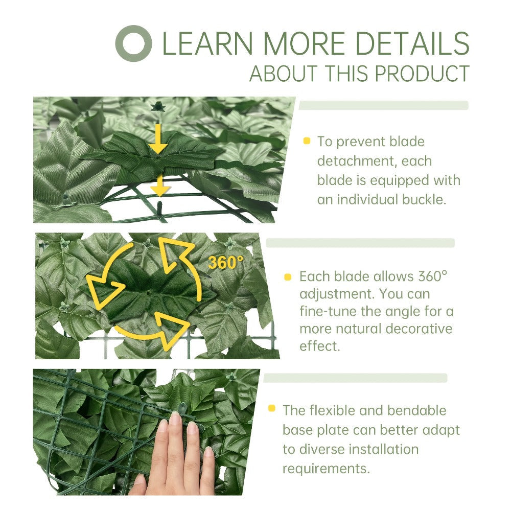 Artificial Ivy Privacy Fence Screen in 13 Size Options with Cuttable Green Leaf Panels for Patio or Balcony