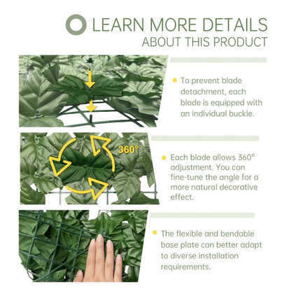 Artificial Ivy Privacy Fence Screen in 13 Size Options with Cuttable Green Leaf Panels for Patio or Balcony