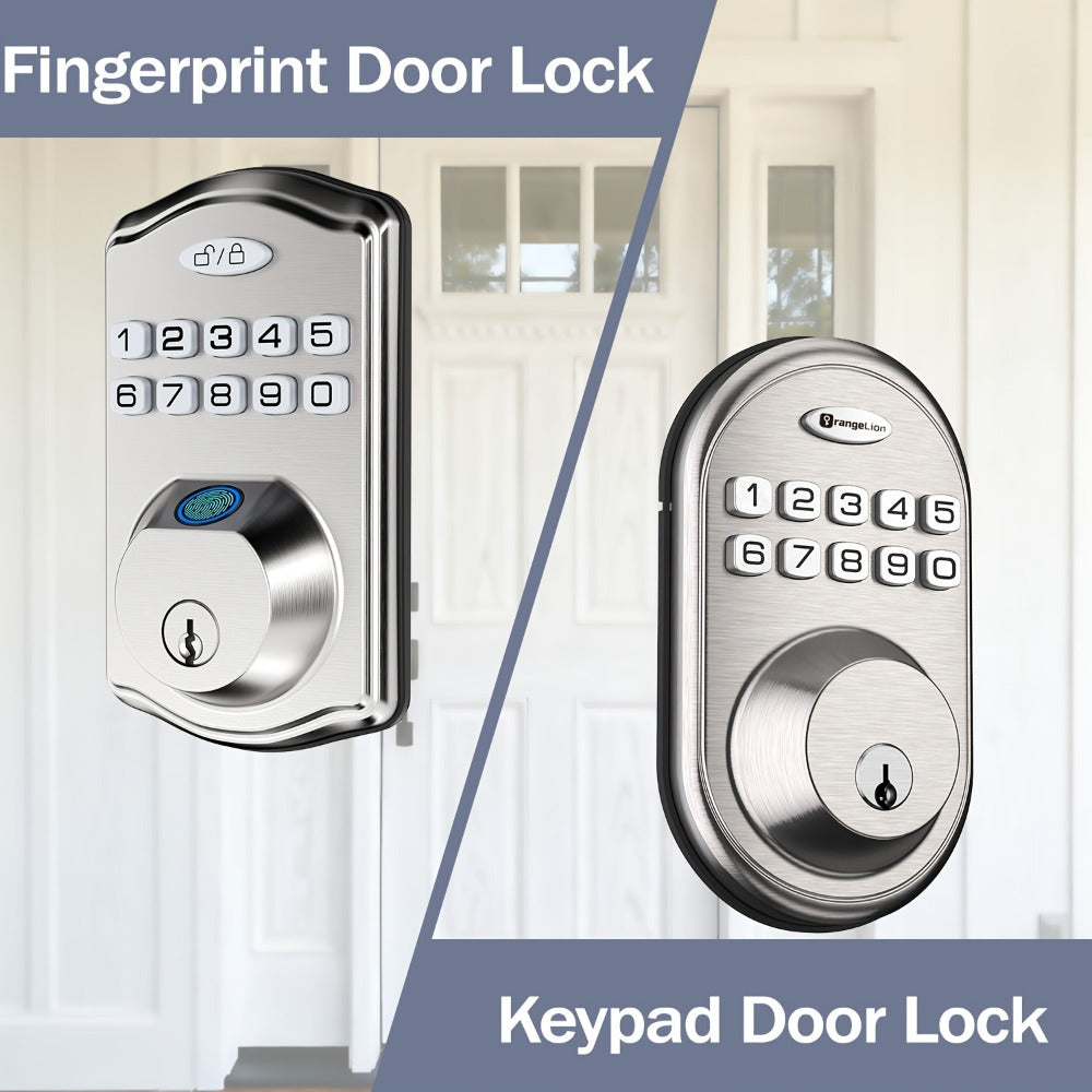 Heavy Duty Smart Deadbolt with Biometric Fingerprint & Keypad - App Control, Auto-Lock, Keyless Entry for Front Door, Office & Apartment, Zinc Alloy, Optional Handle Set Included