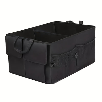 Foldable Car Trunk Organizer - Large Capacity Multi-Compartment Storage Box for Cars, Trucks & SUVs, Ultra-Durable Collapsible Cargo Storage, Black