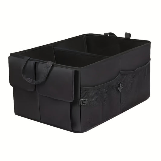 Foldable Car Trunk Organizer - Large Capacity Multi-Compartment Storage Box for Cars, Trucks & SUVs, Ultra-Durable Collapsible Cargo Storage, Black