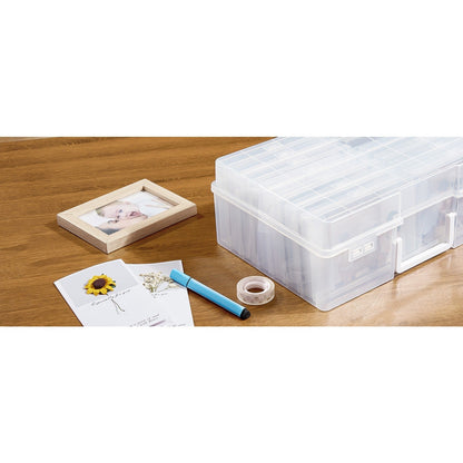 Photo Storage Box with 14 or 18 Inner Keeper Cases in Clear, Black or Multicolor Configurations