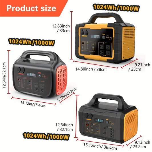 Portable Power Station 1075Wh/294Wh – 1000W/300W Solar Generator, Lithium Battery, 120V AC Outlet, for RV, Camping, Hiking, Fishing & Emergency Backup