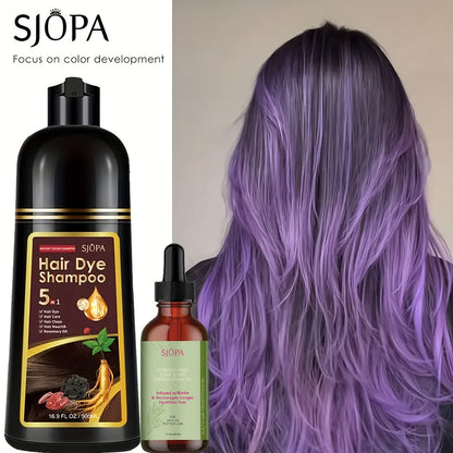 Hair Color Shampoo 5-in-1 Instant Gray Coverage Color Dyeing Conditioner 16.9oz – SJOPA No Ammonia Safe Natural Formula 12 Shades Unisex Men Women