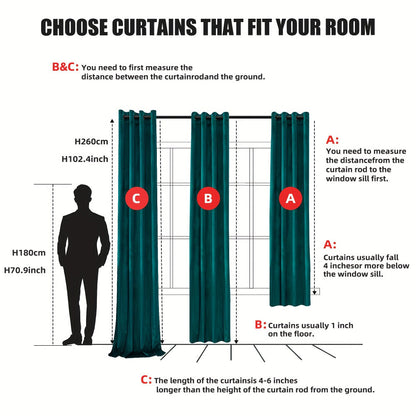 Velvet Room Darkening Curtains 2 Panels | Grommet Top Thermal Insulated Soundproof Blackout Curtains for Living Room Bedroom, Soft Solid Color Vintage Window Drapes