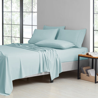 Bamboo Sheet Set 6 Piece Cooling Bed Sheets with Deep 16 Inch Pockets - 2000 Thread Count Microfiber Bamboo Blend Fitted Flat Sheets Pillowcases Twin Full Queen King Cal King