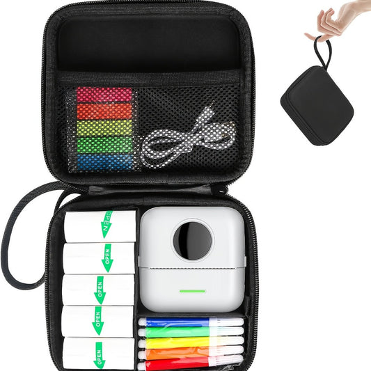 Mini Sticker Printer Carrying Case Hard Protective Box for X5 Thermal Inkless Photo Printer High-Capacity Portable Storage Case Compatible with Instant Camera Label Marker Printer Accessories