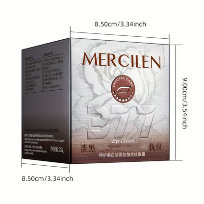 MERCILEN 377 Eye Cream, 25g Brown-and-Silver Cosmetic Jar with Included Metal Applicator Spoon