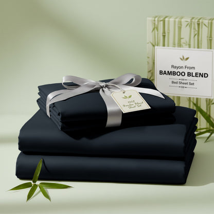 Bed Sheet Set 30% Bamboo Viscose 70% Polyester in 3- or 4-Piece Sizing with 16-Inch Pocket