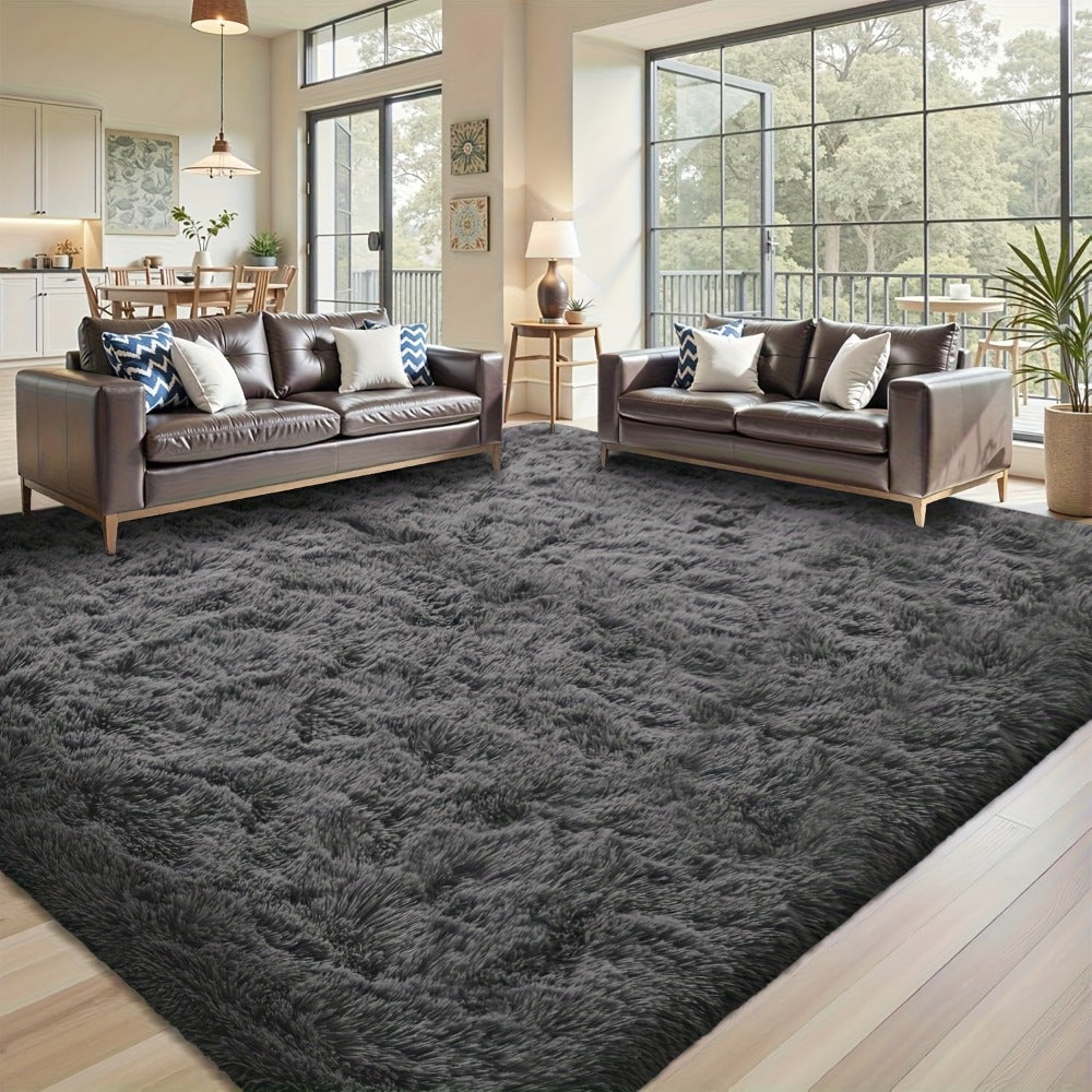 Shaggy Area Rug Soft Plush Fuzzy Carpet Non-Slip Tie-Dye Design for Bedroom Living Room Nursery Dorm — Pet Friendly Machine Washable Multiple Sizes & Colors