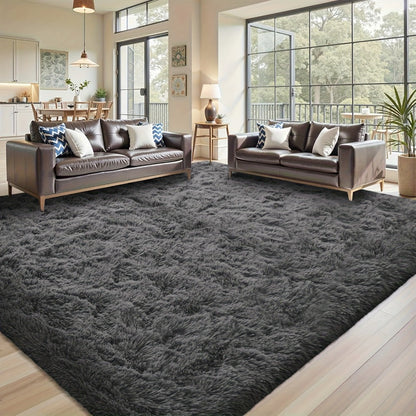 Shaggy Area Rug Soft Plush Fuzzy Carpet Non-Slip Tie-Dye Design for Bedroom Living Room Nursery Dorm — Pet Friendly Machine Washable Multiple Sizes & Colors