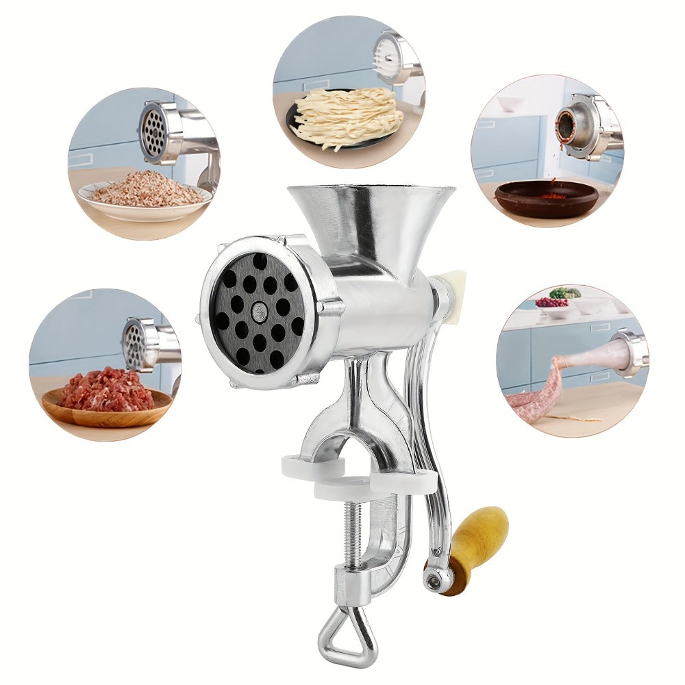 Manual Meat Grinder Hand Crank - Stainless Steel Mincer & Sausage Maker for Home Kitchen for Home Cooking, Dining and Outdoor Meals
