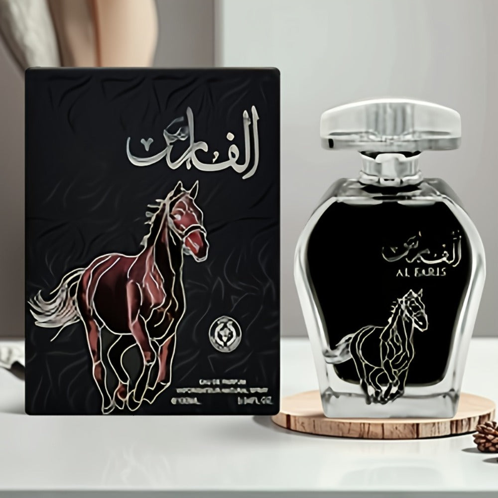 AL FARIS Black Mustang Men Cologne Eau de Parfum 3.38 oz 100ml Dubai Arabian Oriental Fragrance Long Lasting Woody Oud Musk Spray