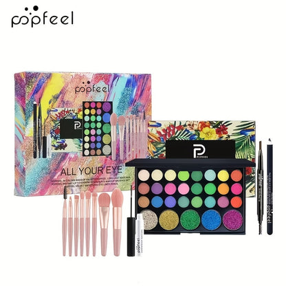Makeup Kit with Foundation Blush Eyeshadow Palette Mascara and Brush for Women Beginners Gift