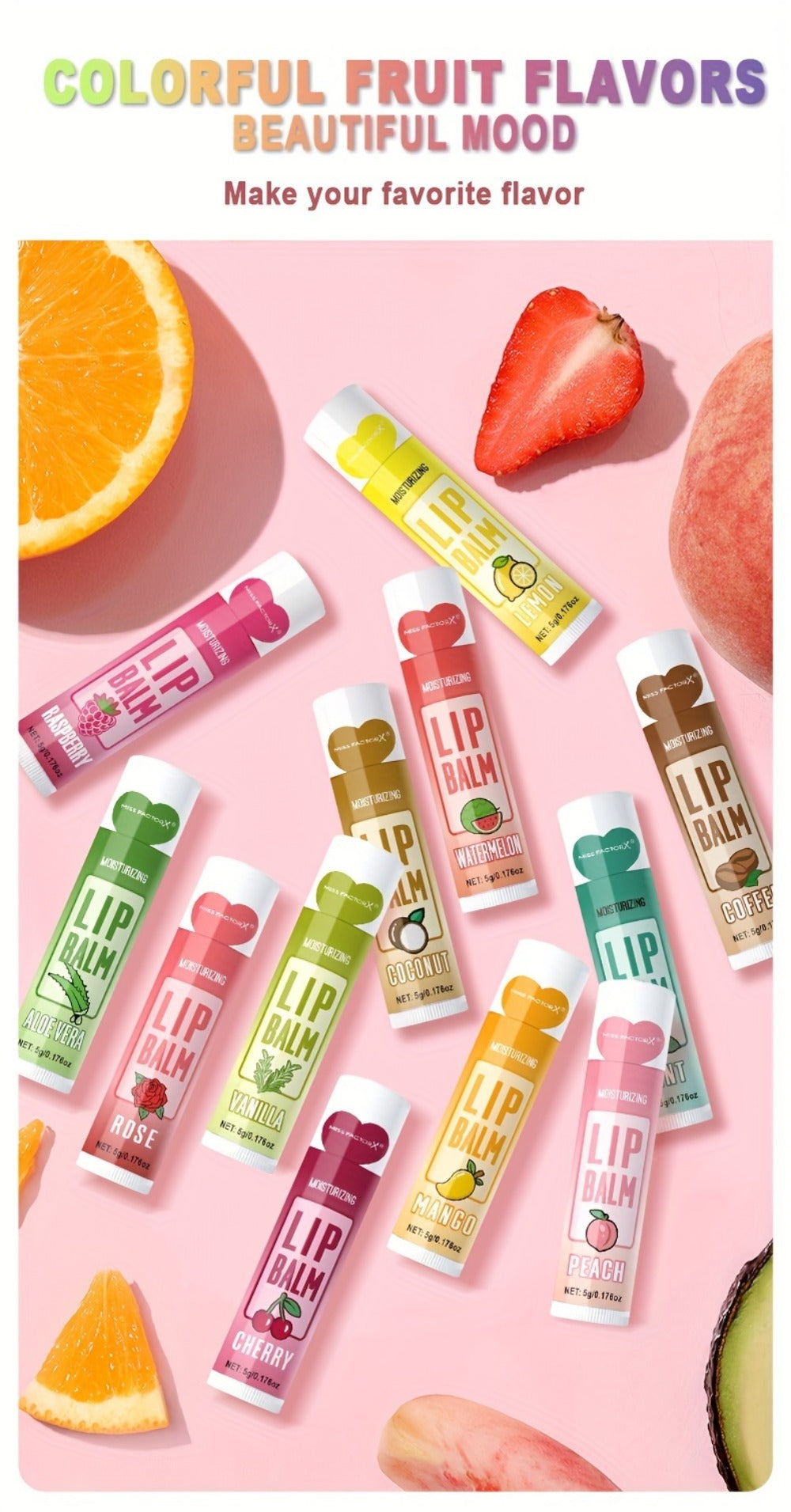 Lip Balm 120-Piece Bulk Set with 12 Flavors, Glossy Twist-Up Tubes and Divided Gift Box Packaging