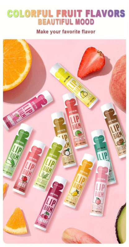 Lip Balm 120-Piece Bulk Set with 12 Flavors, Glossy Twist-Up Tubes and Divided Gift Box Packaging