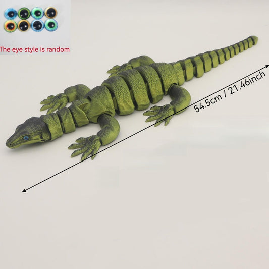Giant Lizard Figurine 21 Inch 3D Printed – Realistic Reptile Animal Model Openable Mouth Easy 3-Part Assembly 7 Color Styles, Desk Decor Unique Gift for Kids Adults Reptile Lovers