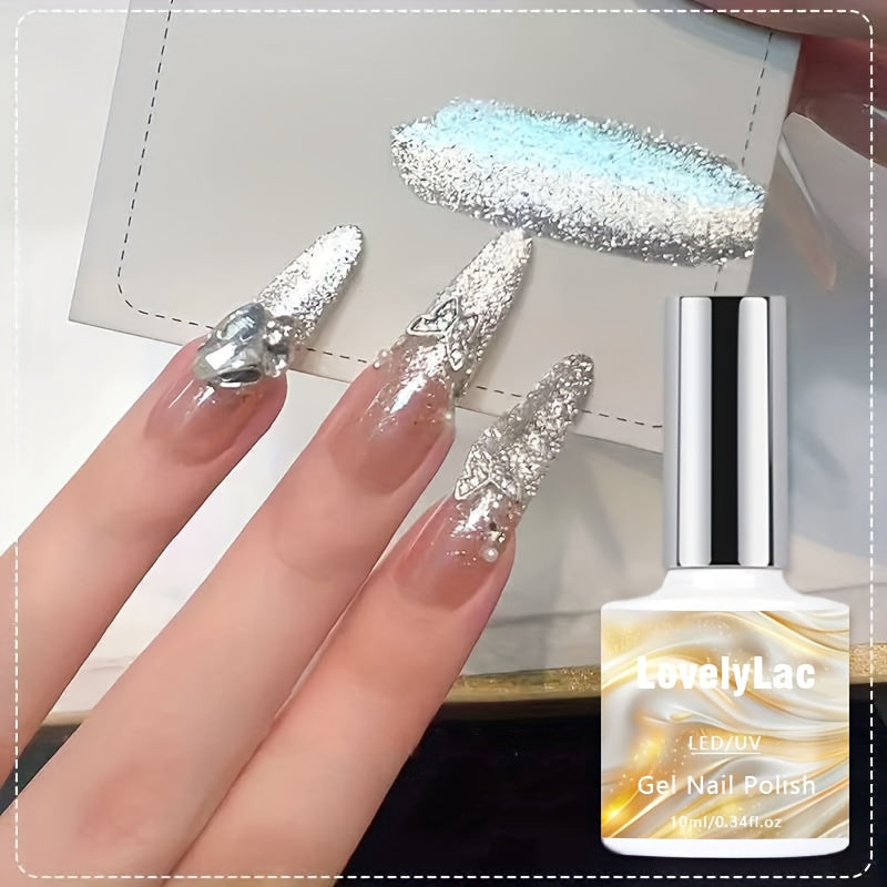 Shimmer White Glitter Gel Nail Polish – Semi-Permanent LED Cure Polygel, High-Shine Glossy Finish, Explosive Flash Effect for Professional & DIY Manicure, Long-Lasting Chip-Resistant