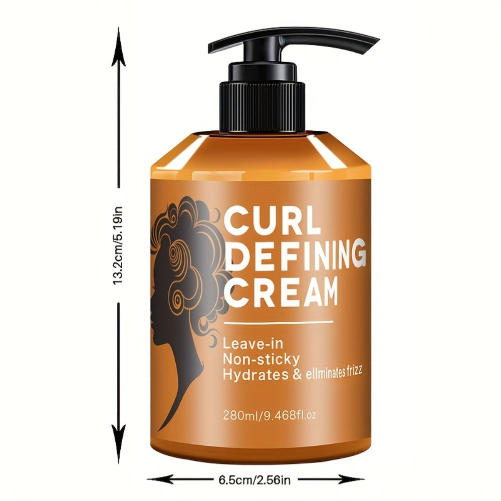 280ml Curl Styling Cream with Argan and Jojoba Oils in an Amber Leave-In Pump Bottle for Wavy Hair