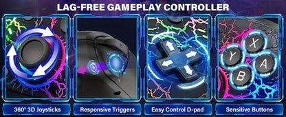 Switch Pro Controller Wireless RGB Rechargeable with 6-Axis Gyro & 10 RGB Lights, Compatible with Nintendo Switch, Switch 2, Switch Lite & Switch OLED – Wireless Remote Gamepad for Nintendo Switch