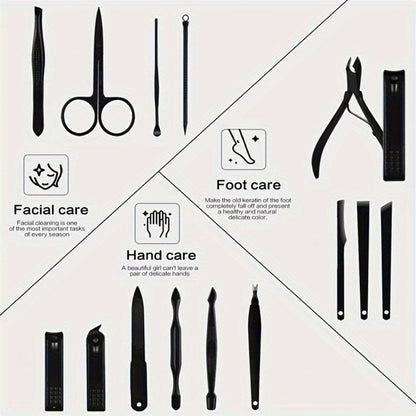 Three-Case Nail Grooming Bundle with 23-Piece Black-and-Red Tool Set in Each Zippered Case