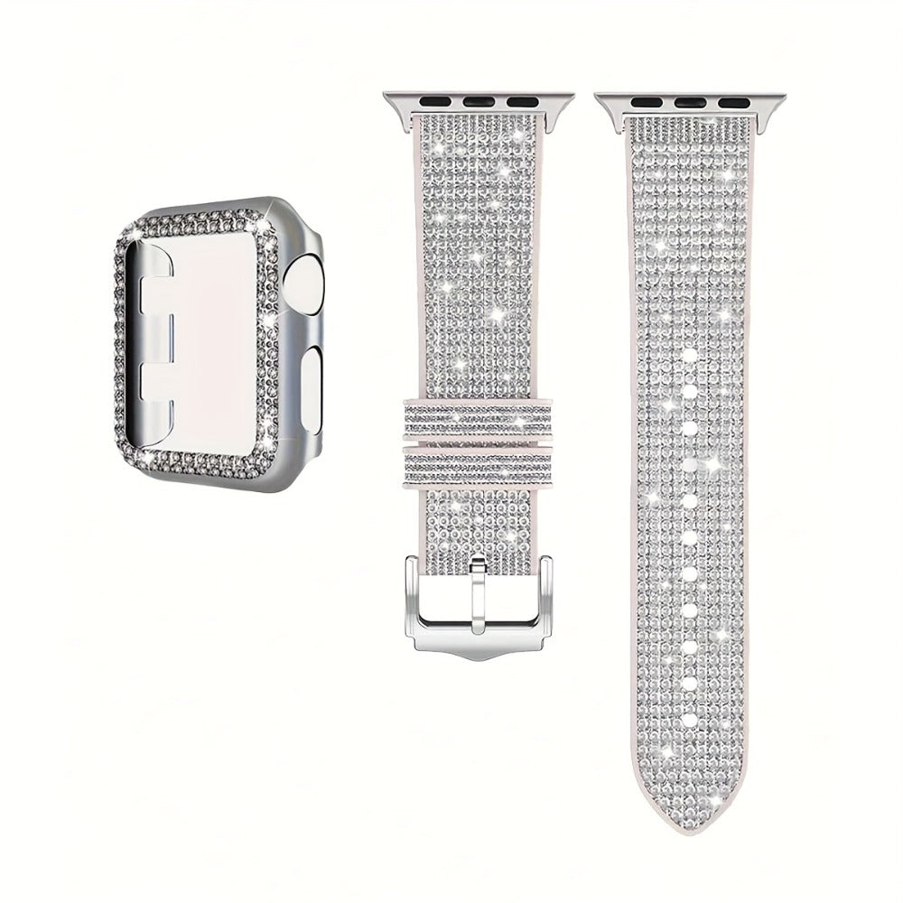 Rhinestone Mesh Watch Band and Matching Case Set for Apple Watch in 19 Color-and-Size Options
