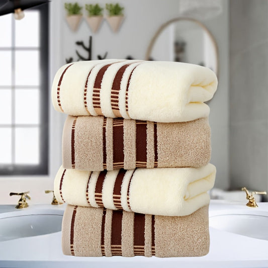 Towel Set 4-Pack Pure Cotton Face Towels in Camel, Beige Yellow or Mixed Colors for Home and Spa