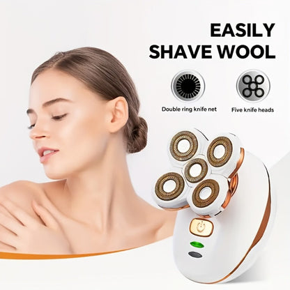 Painless Women's Electric Razor & Bikini Trimmer Cordless Rechargeable Hair Removal for Legs Armpits Face Bikini Line Wet Dry Portable Ladies Body Shaver Grooming Device White Black