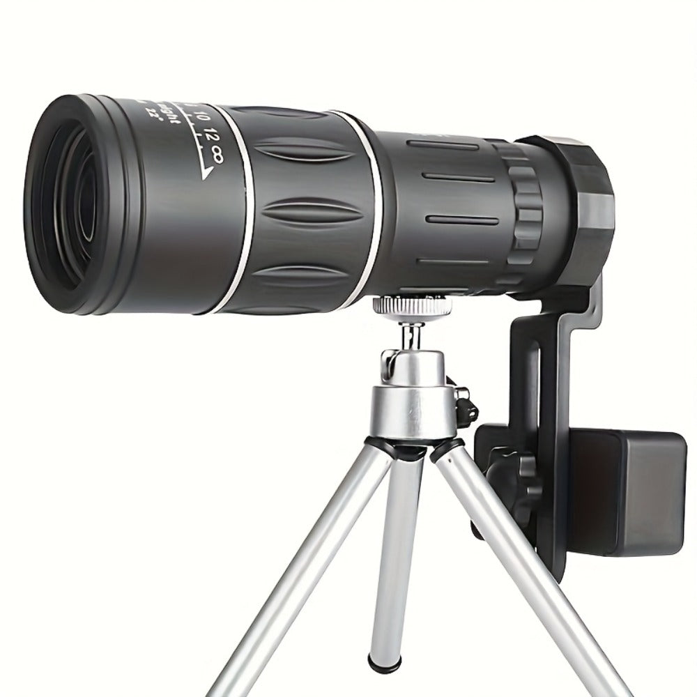 Compact 10x50 Monocular Telescope with Manual Focus, Wrist Cord and 16 cm Pictured Length for Adults
