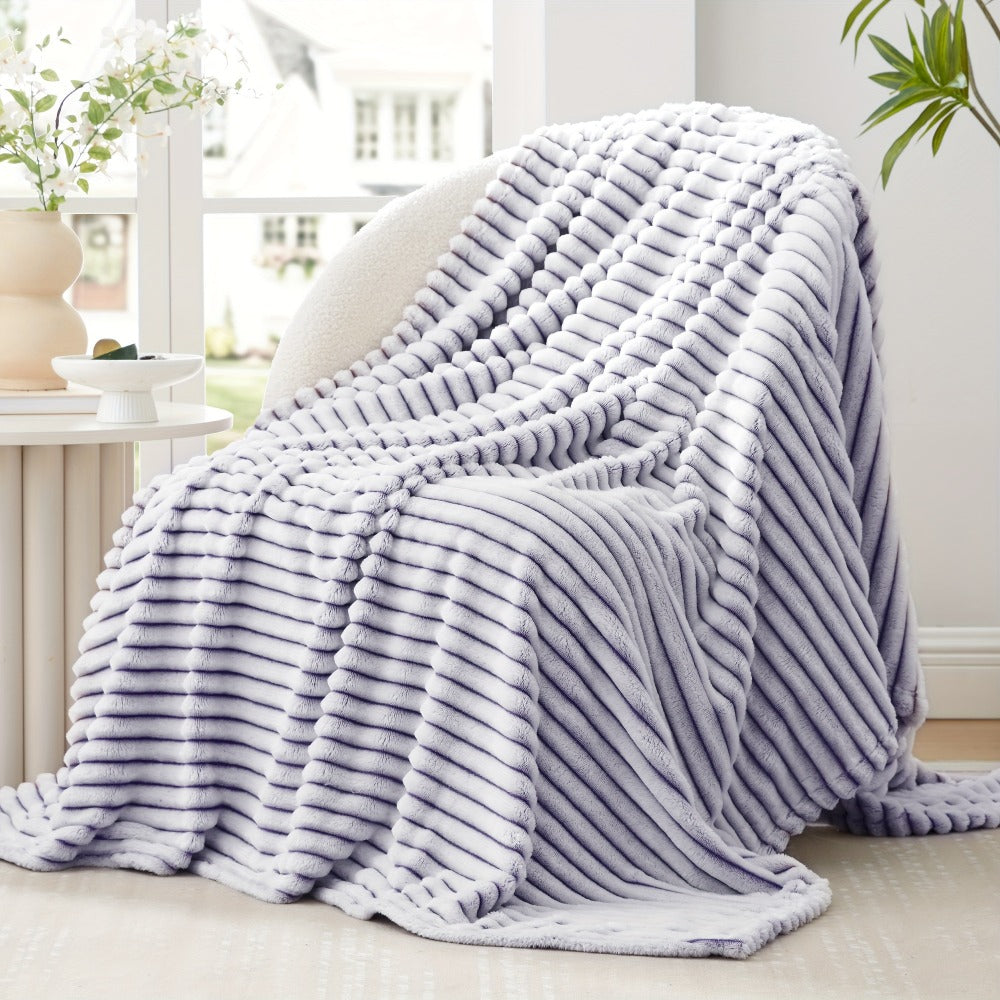 Jacquard Knit Checkered Blanket – Soft Cozy Fluffy Plaid Throw for Couch, Bed & Sofa, All Seasons, 4 Colors, Throw to King Size
