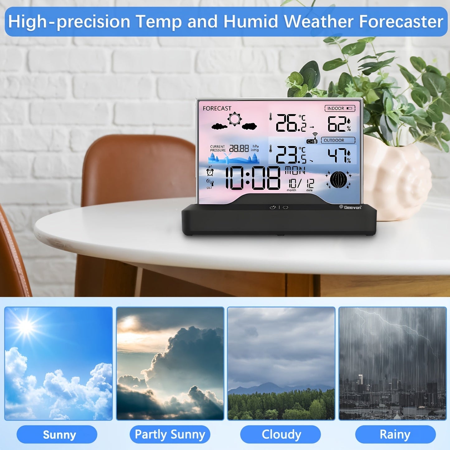 Three-Channel Wireless Weather Station with 5.9-Inch Color Display, Barometer, Forecast and Alarm