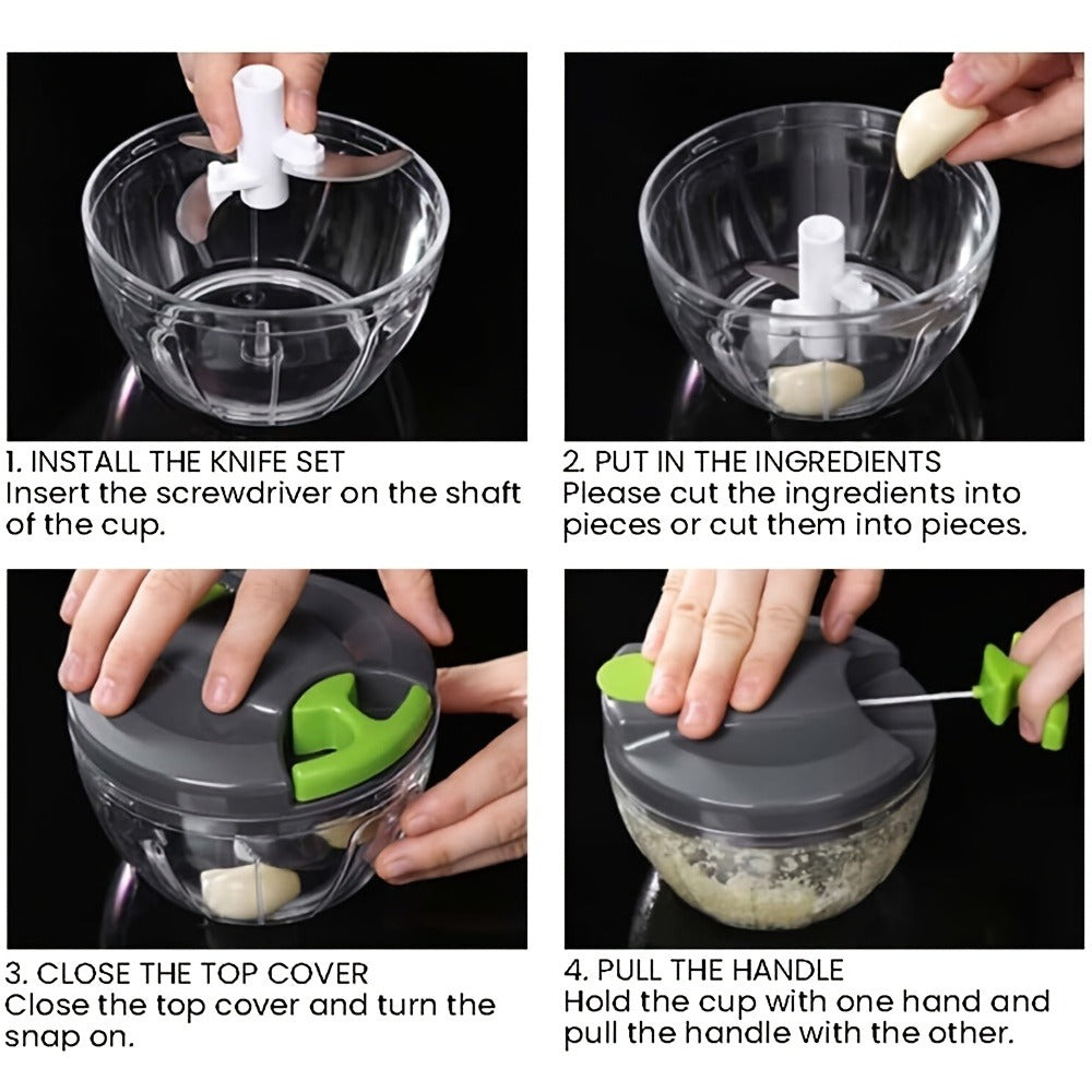 Vegetable Chopper with 3/5 Blades – Multifunctional Onion Chopper, Food Dicer & Salad Cutter with Container | Kitchen Gadget Set for Potato, Carrot, Garlic