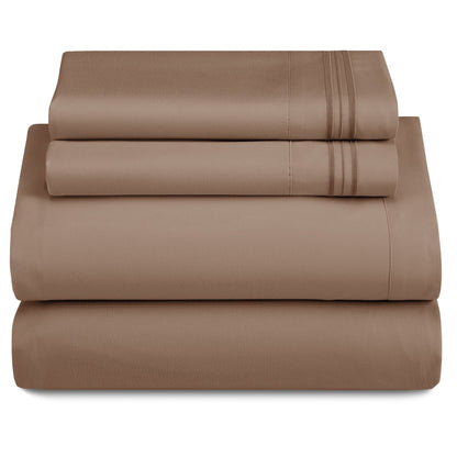 Bed Sheet Set 1800-Series Microfiber with Six Fitted-Sheet Sizes and Twenty Solid Color Choices