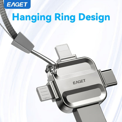 EAGET I50 iPhone Flash Drive USB 3.0 High Speed 4-in-1 Lightning Type-C Micro USB OTG Memory Stick 32GB 64GB 128GB 256GB for iPhone iPad Android Mac PC Photo Backup Storage