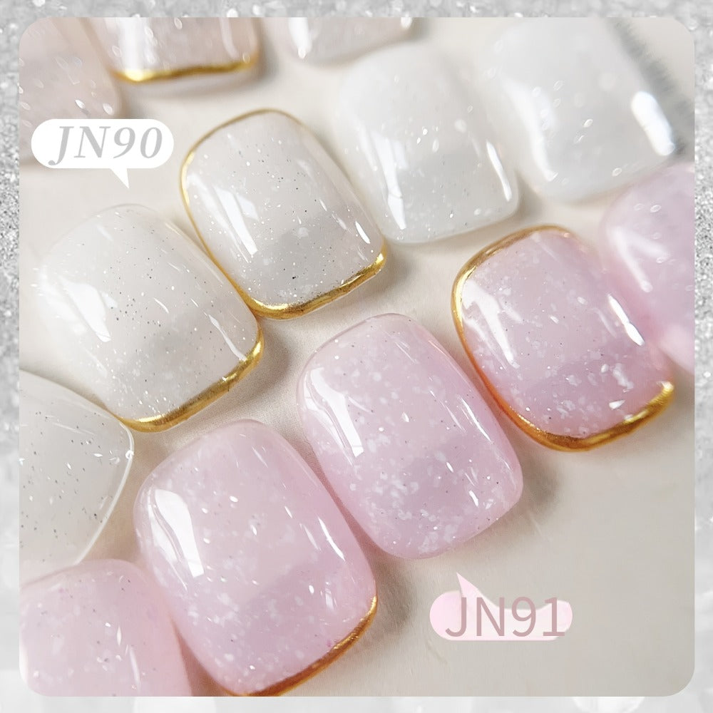 Gel Nail Polish in 10ml Snowflake-Sequin Pink Jelly with Glitter Finish and UV/LED Soak-Off Cure