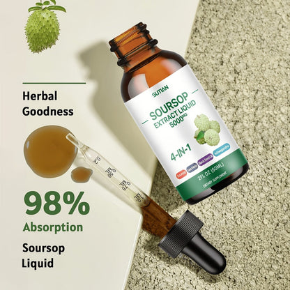 Dietary Supplement Soursop Liquid Drops with Black Seed Oil, Ashwagandha and Seaweed, 2 fl oz
