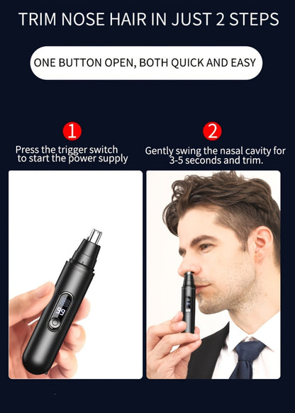 Rechargeable Nose, Ear and Eyebrow Hair Trimmer with LED Display in Two Exact Checkout Configurations