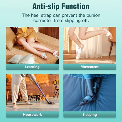 Adjustable Knob Big Toe Alignment Brace with Heel Strap for Left or Right Foot, One-Piece Option