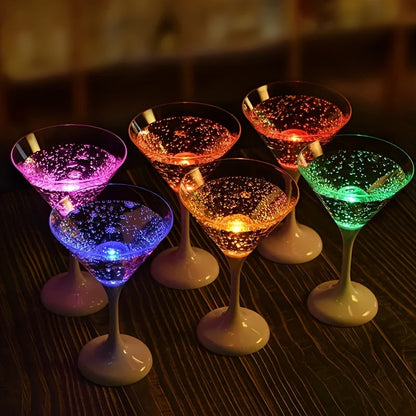 Six-Piece LED Light-Up Drinkware Set with Two Style Options: Champagne Flutes or Cocktail Glasses