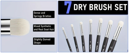 Dry Brush Set for Miniature Painting 7 Sizes – Professional Drybrush Kit with Storage Case | Hobby Detail Paint Brushes for Models Warhammer DnD Figures | Black & Gray | Gift for Hobbyists