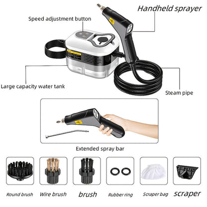 Steam Cleaner by GAKOZ, Canister Kit with Handheld Wand, Flexible Hose, Brush Heads and Glass Scraper Options