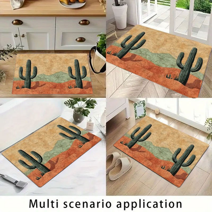 Desert Cactus Print Rectangular Doormat in 40 x 60, 50 x 80 or 45 x 120cm Size Options Pictured