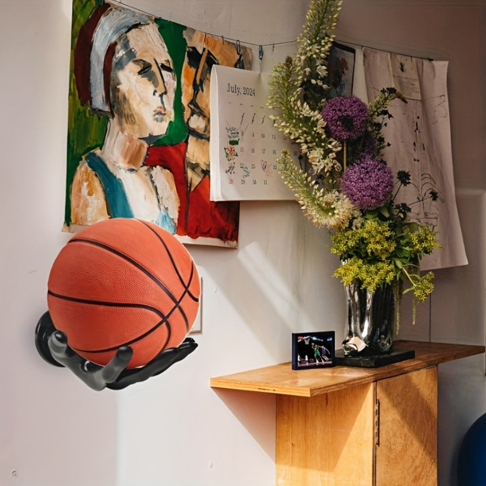 Wall Mounted Hand Shape Sports Ball Display Shelf - Decorative Storage Organizer for Laundry Rooms, Closets and Home Organization