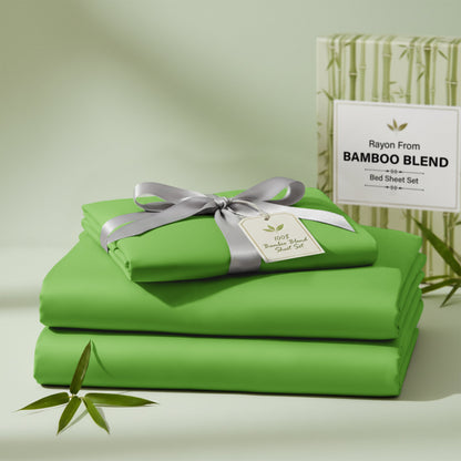 Bed Sheet Set 30% Bamboo Viscose 70% Polyester in 3- or 4-Piece Sizing with 16-Inch Pocket