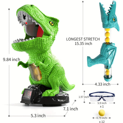 Dinosaur Shooting Game Toy with Sound Light & Spray – Movable Dino Target Launcher Set with Foam Bullets & Goggles for Boys Kids Ages 3+, Indoor Outdoor Blaster Birthday Gift
