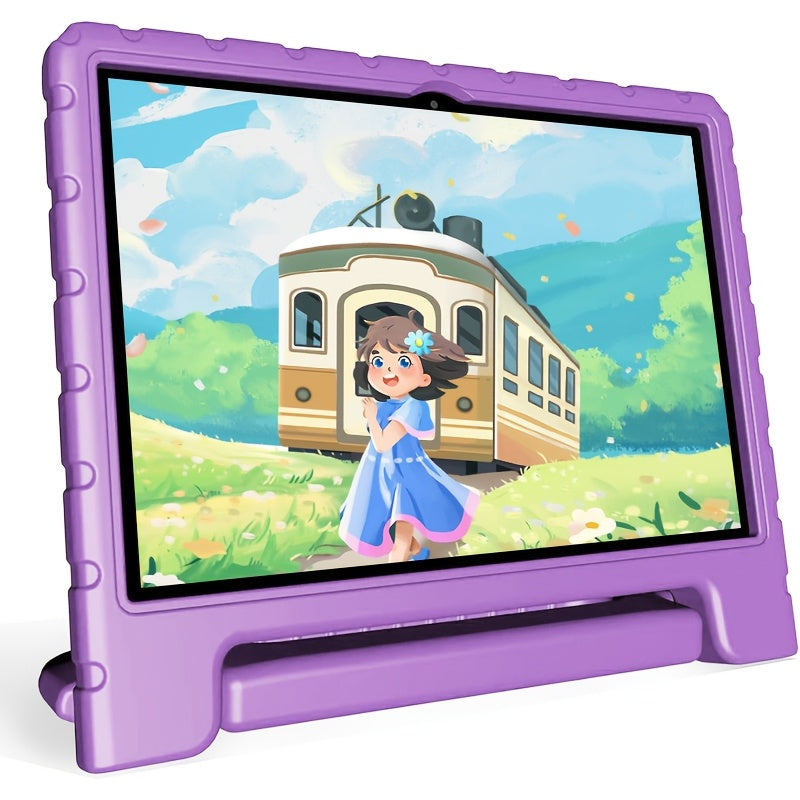 Kids Tablet 10.1 Inch Android 14 8GB RAM 64GB Storage 6000mAh Battery WiFi Dual Camera 1280x800 Parental Controls Google Kids Space Drop Protection Educational Blue Pink Purple Green