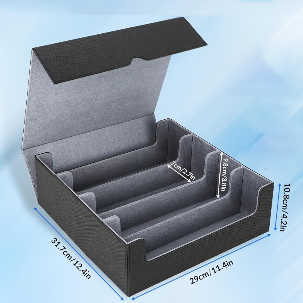 Four-Row Trading Card Storage Box with Three Interior Color Options and Source-Stated 3000-Card Capacity